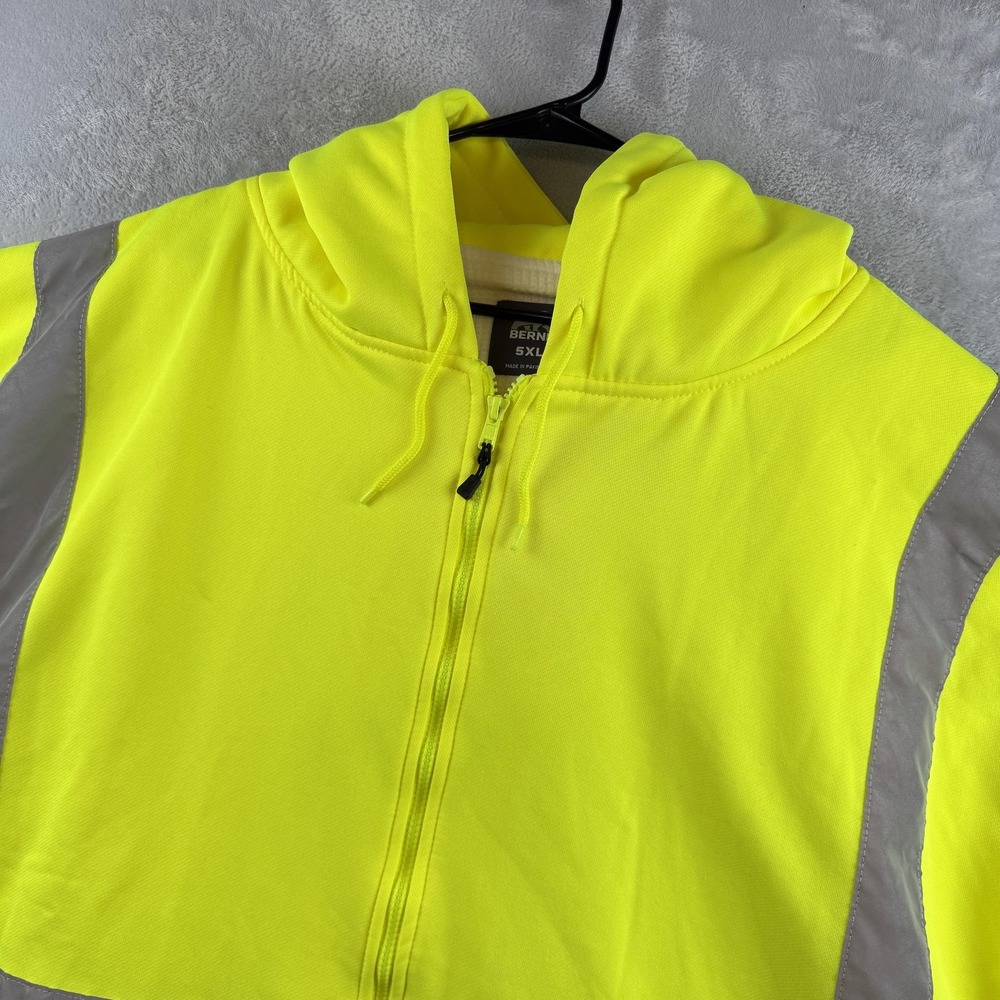 Berne Hoodie Mens 5XL Yellow Hi Vis Safety Reflective Full Zip ANSI 3 Workwear